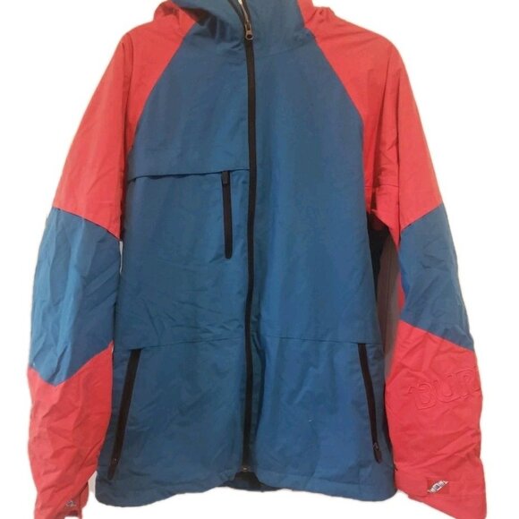 Burton Mens Jacket Dry Ride Hooded Ski Snowboard MED Blue Red Colorblock - Picture 1 of 13